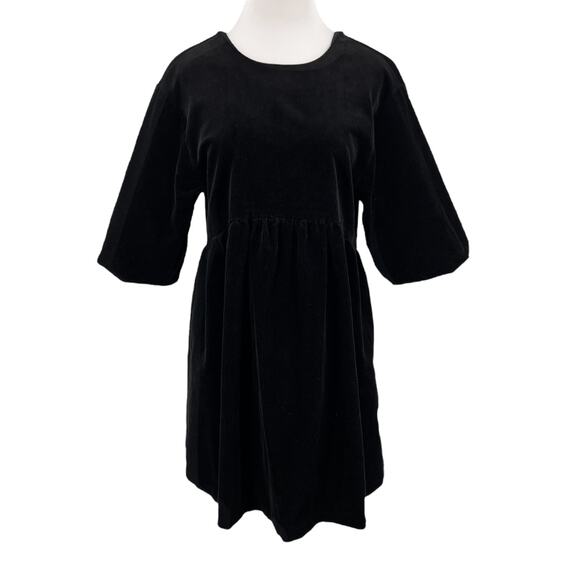 Everlane The Corduroy Mini Dress in Black Puff Sleeve Oversized Babydoll Size M - Picture 14 of 14